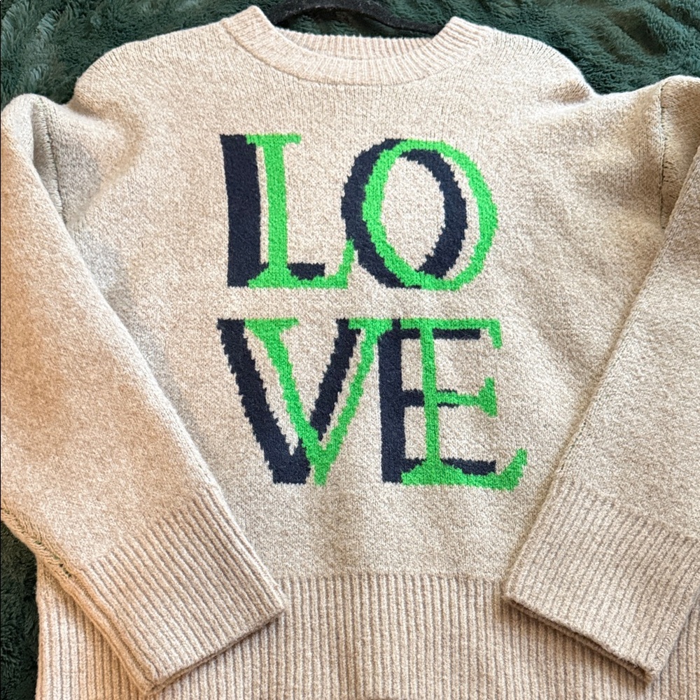 Women's Beige Sweater with LOVE Design